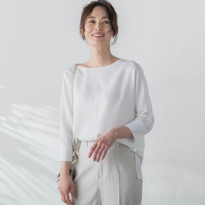 【ＷＥＢ限定】【３サイズ】配色ステッチアムンゼンブラウス≪ＵＶ／透け防止／接触冷感／洗濯機で洗える≫
