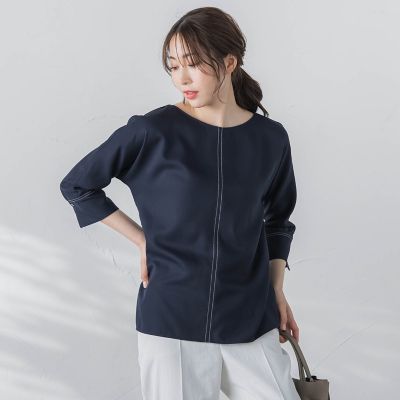 【ＷＥＢ限定】【３サイズ】配色ステッチアムンゼンブラウス≪ＵＶ／透け防止／接触冷感／洗濯機で洗える≫