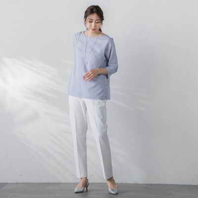【ＷＥＢ限定】【３サイズ】配色ステッチアムンゼンブラウス≪ＵＶ／透け防止／接触冷感／洗濯機で洗える≫