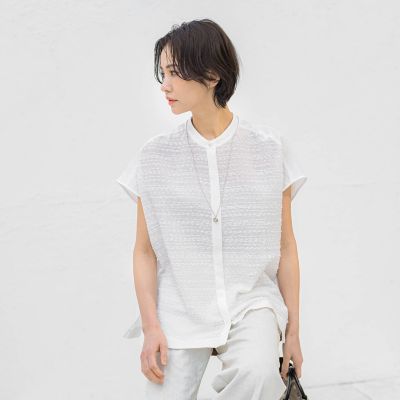 シアーツイード配色ブラウス≪洗濯機で洗える≫