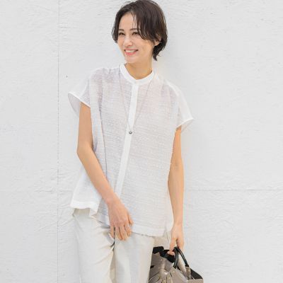 シアーツイード配色ブラウス≪洗濯機で洗える≫