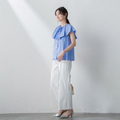 【ＷＥＢ＆一部店舗限定】ケープカラーノースリーブブラウス≪洗濯機で洗える≫