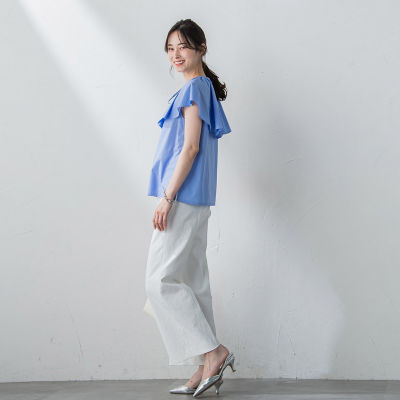 WEB＆一部店舗限定】ケープカラーノースリーブブラウス≪洗濯機で