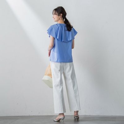 【ＷＥＢ＆一部店舗限定】ケープカラーノースリーブブラウス≪洗濯機で洗える≫