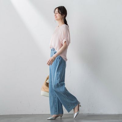 【ＷＥＢ＆一部店舗限定】シアータックネックブラウス≪洗濯機で洗える≫
