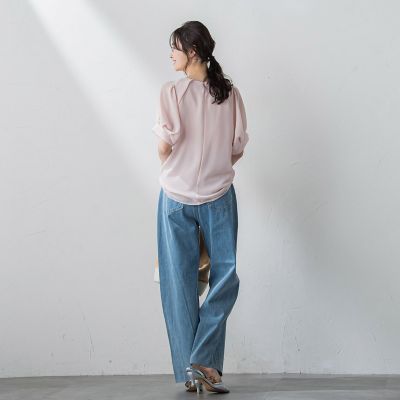 【ＷＥＢ＆一部店舗限定】シアータックネックブラウス≪洗濯機で洗える≫