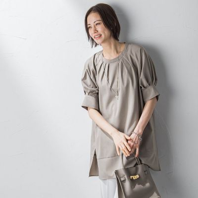 ＜LAUTREAMONT (Women)＞【ＷＥＢ限定】接触冷感ストレッチチュニックブラウス≪洗濯機で洗える≫