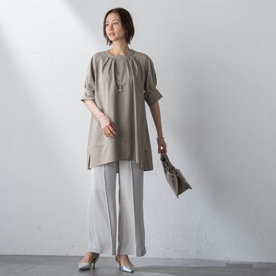 LAUTREAMONT - 美品 ロートレアモン 接触冷感 ストレッチチュニックブラウス 半袖 洗える WEB限定】接触冷感ストレッチチュニックブラウス≪洗濯機で洗える