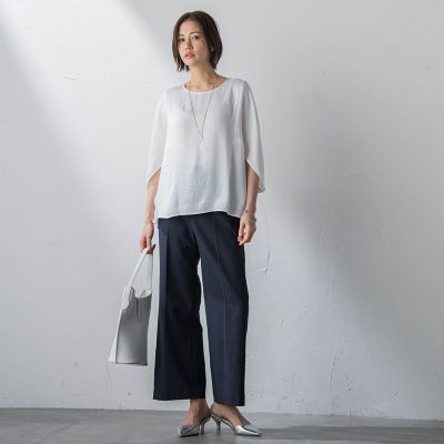 【ＷＥＢ限定】ドレープサテンブラウス≪洗濯機で洗える≫
