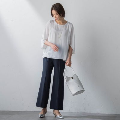 【ＷＥＢ限定】ドレープサテンブラウス≪洗濯機で洗える≫