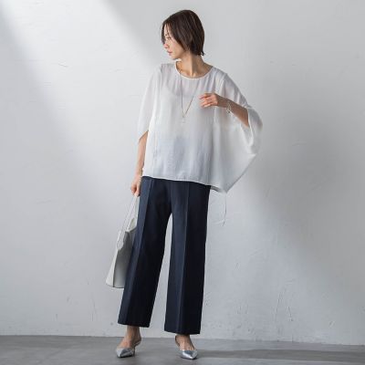 【ＷＥＢ限定】ドレープサテンブラウス≪洗濯機で洗える≫
