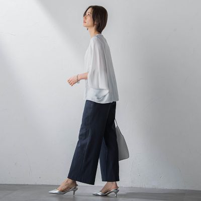 【ＷＥＢ限定】ドレープサテンブラウス≪洗濯機で洗える≫