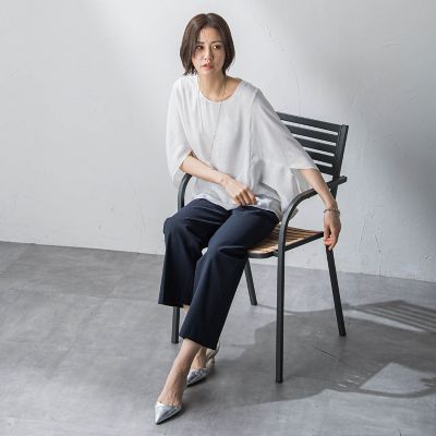 【ＷＥＢ限定】ドレープサテンブラウス≪洗濯機で洗える≫