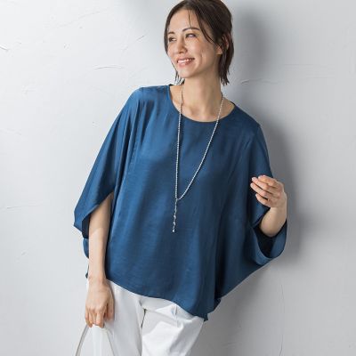 【ＷＥＢ限定】ドレープサテンブラウス≪洗濯機で洗える≫