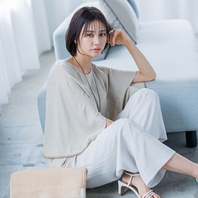 ＜LAUTREAMONT (Women)＞【ＷＥＢ限定】ドレープサテンブラウス≪洗濯機で洗える≫