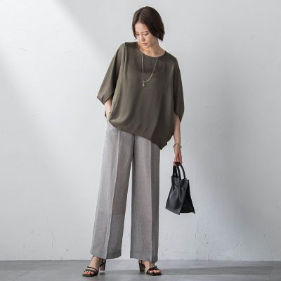 【ＷＥＢ限定】ドレープサテンブラウス≪洗濯機で洗える≫
