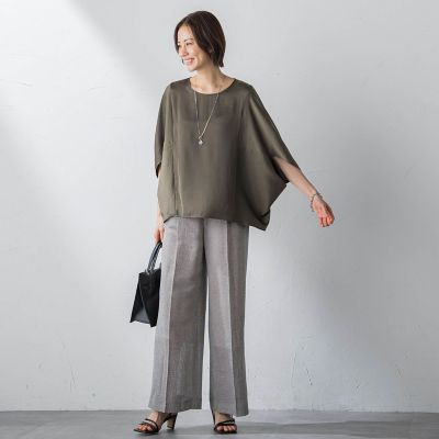 【ＷＥＢ限定】ドレープサテンブラウス≪洗濯機で洗える≫