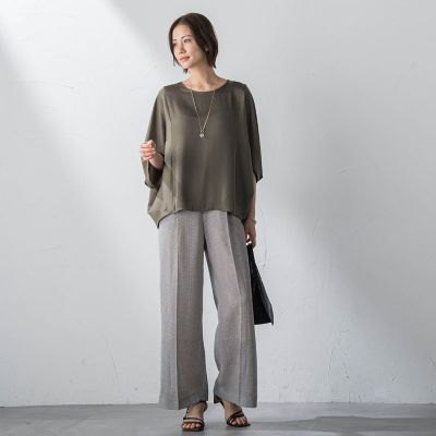 【ＷＥＢ限定】ドレープサテンブラウス≪洗濯機で洗える≫