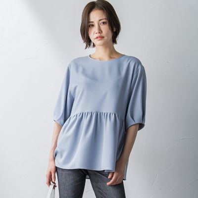 ＜LAUTREAMONT (Women)＞【ＷＥＢ限定】ＵＶ＆接触冷感ストレッチペプラムブラウス≪洗濯機で洗える≫