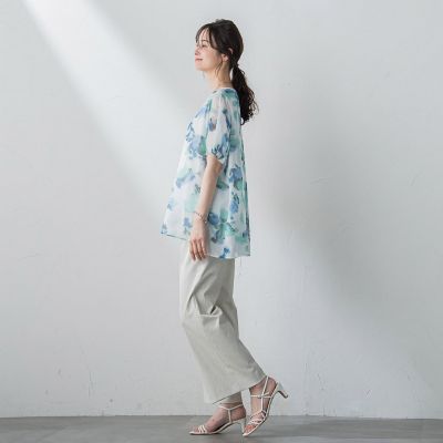 ぼかし柄プリントブラウス≪洗濯機で洗える≫