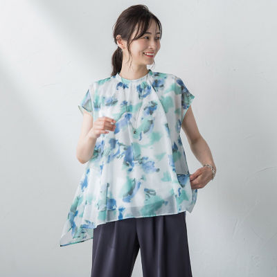 ＜LAUTREAMONT (Women)＞ぼかし柄プリントブラウス≪洗濯機で洗える≫