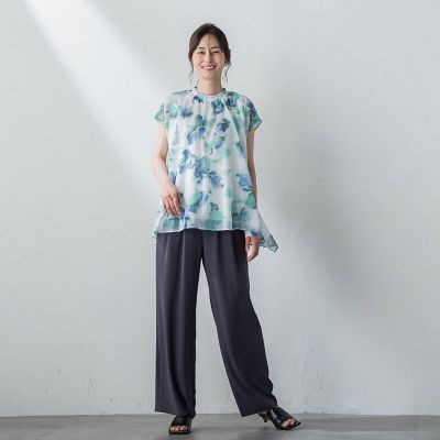 ぼかし柄プリントブラウス≪洗濯機で洗える≫