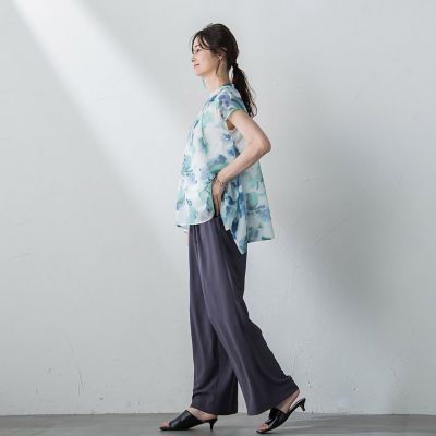 ぼかし柄プリントブラウス≪洗濯機で洗える≫
