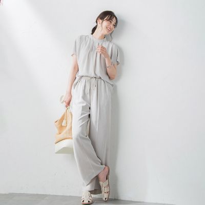 【ＷＥＢ限定】リラックス×きれいサテン半袖ブラウス≪接触冷感／洗える≫