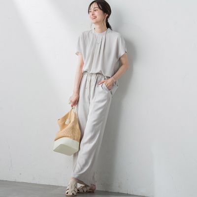 【ＷＥＢ限定】リラックス×きれいサテン半袖ブラウス≪接触冷感／洗える≫