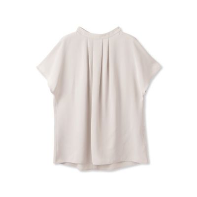 【ＷＥＢ限定】リラックス×きれいサテン半袖ブラウス≪接触冷感／洗える≫