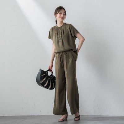 【ＷＥＢ限定】リラックス×きれいサテン半袖ブラウス≪接触冷感／洗える≫