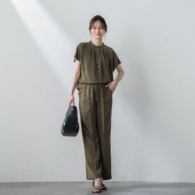 【ＷＥＢ限定】リラックス×きれいサテン半袖ブラウス≪接触冷感／洗える≫