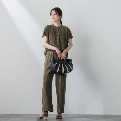 【ＷＥＢ限定】リラックス×きれいサテン半袖ブラウス≪接触冷感／洗える≫