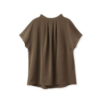 【ＷＥＢ限定】リラックス×きれいサテン半袖ブラウス≪接触冷感／洗える≫