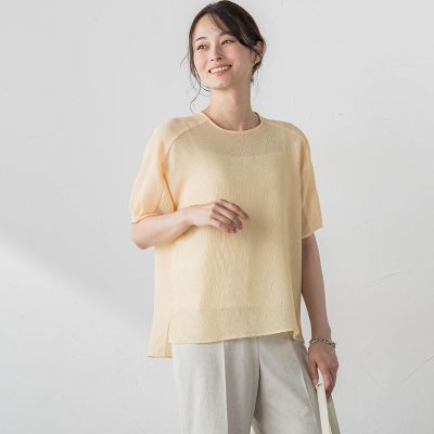 【ＷＥＢ限定】ふわ軽楊柳ブラウス≪防しわ／インナーセット／洗濯機で洗える≫