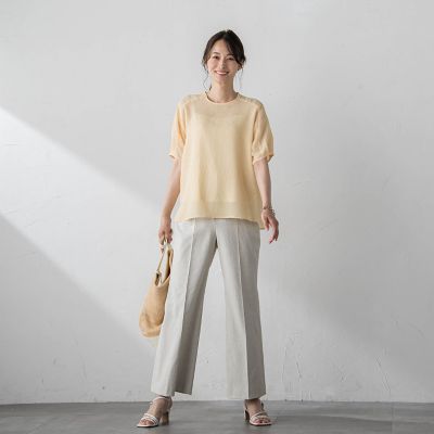 【ＷＥＢ限定】ふわ軽楊柳ブラウス≪防しわ／インナーセット／洗濯機で洗える≫