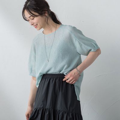 【ＷＥＢ限定】ふわ軽楊柳ブラウス≪防しわ／インナーセット／洗濯機で洗える≫