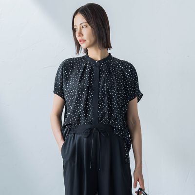 【ＷＥＢ限定】パール使いとろみブラウス≪洗濯機で洗える≫