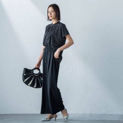 【ＷＥＢ限定】パール使いとろみブラウス≪洗濯機で洗える≫