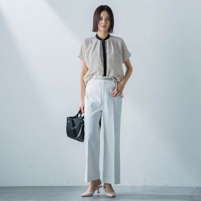 【ＷＥＢ限定】パール使いとろみブラウス≪洗濯機で洗える≫
