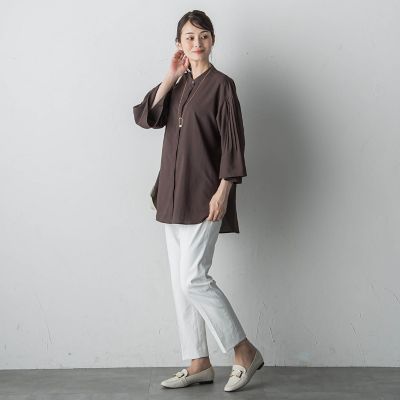 シアープリーツチュニックブラウス≪洗濯機で洗える≫