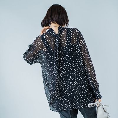 楊柳ドットプリント２ＷＡＹブラウス≪洗濯機で洗える≫
