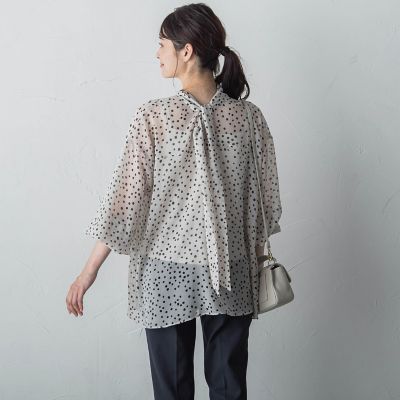 楊柳ドットプリント２ＷＡＹブラウス≪洗濯機で洗える≫