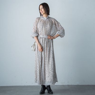 楊柳ドットプリント２ＷＡＹブラウス≪洗濯機で洗える≫