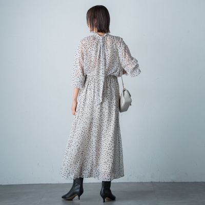 楊柳ドットプリント２ＷＡＹブラウス≪洗濯機で洗える≫