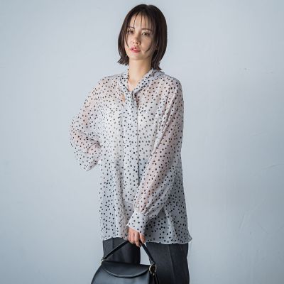 楊柳ドットプリント２ＷＡＹブラウス≪洗濯機で洗える≫