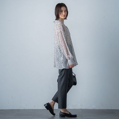 楊柳ドットプリント２ＷＡＹブラウス≪洗濯機で洗える≫