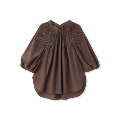 シアープリーツスタンドネックブラウス≪洗濯機で洗える≫