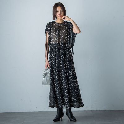 楊柳ドットプリントブラウス≪洗濯機で洗える≫