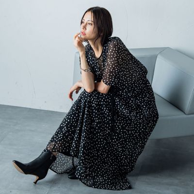 楊柳ドットプリントブラウス≪洗濯機で洗える≫
